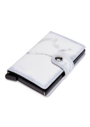 Marble card package aluminum alloy RFID anti-theft credit card box business card box simple PU Leather Wallet