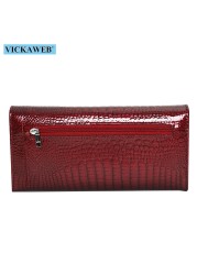 Women's Genuine Leather Magnetic Clip Wallet Fashion Long Wallet Card Holder Free Gift