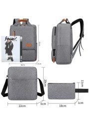 Men's 3-Sets Large Capacity Business Laptop Backpack Teenagers Schoolbags Travel Sports Casual School Bags Pack For Male Female