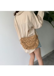 Summer straw bags for women 2021 tassel handmade beach bags raffia rattan woven handbags female holiday crossbody bags clutch