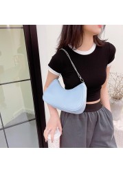 Fashion Women Purses Ladies Handbags 2021 Solid Color Casual Armpit Bag Female Chain Shoulder Pouch Nylon Top Handle Bags Hot