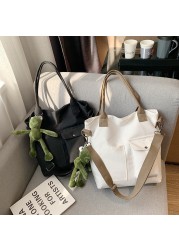 Canvas Bags Women Shopper Handbag Casual Women Handbag 2021 Solid Color Classic Bag Large Capacity Multi Pocket Crossbody Bag