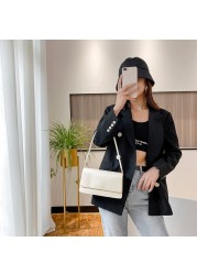 Fashion Women Handbag Solid Color Portable Shoulder Bags PU Leather Flap Simple Underarm Shoulder Bags For Female Purse