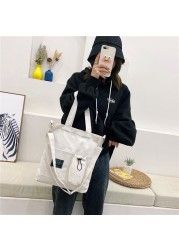 Candy Color Women's Shoulder Bag Large Capacity Canvas Handbag Small Girl Fresh Teen Crossbody Bag Lovely Books Tote Bags