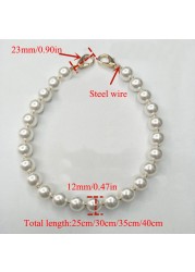 25-40cm Faux Pearl Bag Belt with Crystal Fashion Women Wrist Bag Strap Imitation Pearl Handle Purse Belt Replacement Bag Handle