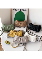 HOCODO Fashion Pleated Underarm Bag Thick Chain Women Shoulder Bag PU Leather Crossbody Bags For Women 2022 Summer Handbag