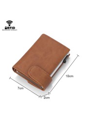 DIENQI RFID Credit Card Holder Wallets Men Genuine Leather Smart Business Metal Card Holder Small Size Wallet Nederlands Bag