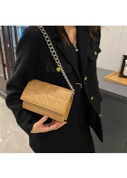 Bags for Women PU Leather Lattice Crossbody Bag Lady Solid Color Chain All-match Casual Handbag Thread Small Designer Clutch