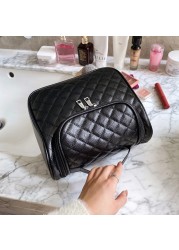 Women Bags 2021 Fashion Plaid Trendy Handbags Cosmetic Bag Girls Beauty Makeup Box Storage Big Pouch Designer Black Wash Bag