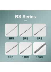 50 قطعة الوشم إبر 3RS 5RS 7RS 9RS 11RS 13RS 15RS 0.35 مللي متر الدائم الحاجب الجسم الفن إبر الوشم إبرة ل 3D التطريز
