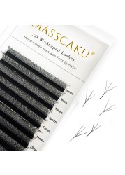 MASSCAKU W Shape 3D 4D Pre-made Volume Fans Easy Nature Soft Light Individual Lashes Clover Plum False Eyelashes Extension