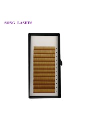 Sung high quality eye lashes false eyebrow extensions 12 lines per tray. No eyelash curl. 4 color dark brown light brown