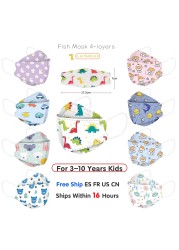 20pcs 3D Cartoon Kn95 Masks Kids N95 Respirator n95mascarillas Enfant Fish 4 Layer Print Dustproof Ffp2 Children Christmas Mask