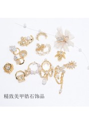 Nail Art Jewelry Diamond Jewelry New Beating Heart Bowknot Lace Pearl Chain Super Flash Zircon Nail Accessories