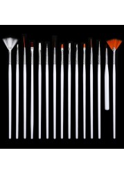 15pcs/set Nail Art Brush Manicure Gel Brush Dotting Painting Design Nail Brushes Liquid Powder Carving Brush Manicure Decoration