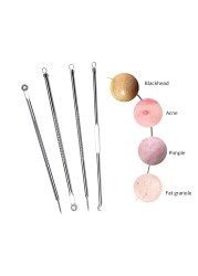 4pcs Stainless Steel Acne Removal Needles Pimple Blackhead Remover Tools Spatula Facial Skin Care Tools Needles Facial Pore Cleaner