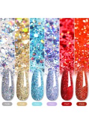 LILYCUTE 7ml Glitter Gel Nail Polish Laser Sequins Soak Off UV Gel Semi Permanent Colored Nails Gel Polish DIY Nail Art Esmalte