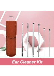 6pcs Ear Curette Earwax Removal Kit With Storage Bag Ear Cleaner Spoon Health Care Earpick Wax Cleaning Tool Set