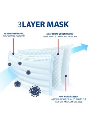 In Stock 10/50pcs Mask Disposable Face Mask Black Nonwove 3 Layers Mouth Mask Filter Anti-Dust Respirator Protective Masks Adults