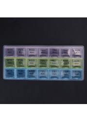 7 Days Weekly Transparent 21 Compartment Cover Panel Tablets Box Holder Medicine Storage Organizer Container Container