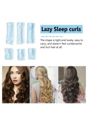 6pcs DIY Hair Rollers Soft Flexible Silk Roller Set Without Heat For Sleeping Lazy Tape Wavy Curly Salon Hair Care Styling Tools