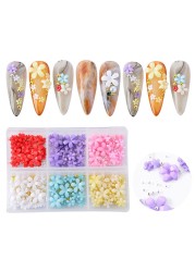 3D Acrylic Flowers Mix Bead Nail Jewel Nail Jewelry Nails Trims Manicure Pearl Flower Five Petal DIY Nail Art