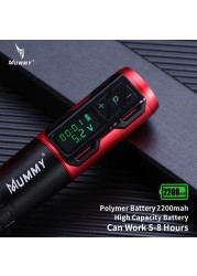 Mummy Wireless Tattoo Machine Pen High Capacity Battery Rotary Motor Tattoo Gun Power Portable 2200mah LED Digital Display