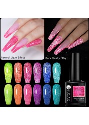 ur sugar 7.5ml neon yellow reflective glitter gel nail polish shine twilight nail gel nail art varnish semi permanent varnish