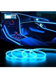 Auto Atmosphere Lamp Car Interior LED Strip Light Decoration Garland Wire Rope Tubular Line Flexible Neon Light USB Drive