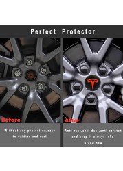 Tesla Model 3S X Wheel Center Caps Hub Caps Screw Cap Kit Decorative Tire Cap Modification Accessories Tesla Car Emblem Badge