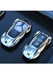 Zinc Alloy Car Key Cover With Boutique Metal Leather Keychain For Audi A6 A4 A3 Q2 Q3 Q5 Q7 A7 A8 Car Key Shell Protector