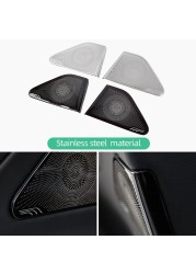 Tesla Model 3 2pcs Set Stainless Steel Horn Hood Loudspeaker Cover Decorative Sequins For Tesla Model Three Accessories