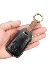 Luxury Leather Car Key Case Cover Fob Protector Key Chain Holder For Audi A4L Q5 A6L A3 A5 Auto Accessories Remote Keyring Bag