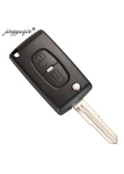 jingyuqin For Peugeot 4007 ET 4008 Citroen C-Crosser C4 Aircross 2 Button Flip Remote Key Case Cover Fob MIT-11R Blade CE1731