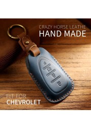 Luxury Leather Car Key Case Cover Fob Protector Keychain Holder For Chevy Chevrolet 2021 JM Trax Crvalier Cruze Malibu Keyring