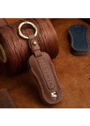 Leather Key Cover Case Car Accessories Fob Protector For Porsche Cayenne Pamela Macan 718 Panamera Keychains Holder Bag Keyring