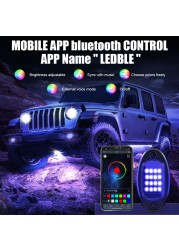 RGB LED Rock Lights Bluetooth Compatible APP Control Music Sync Bodywork Light Undergolw Waterproof Neon Light For Car