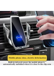 For Audi Q5 2010-2018 Car Cell Phone Holder Air Vent Wireless Charger 360 Rotating Navigation Bracket Support GPS With Logo