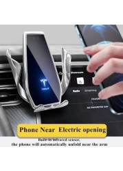 For Tesla Model X Model S 2014-2021 Car Phone Holder Air Vent Wireless Charger 360 Navigation Bracket Support GPS