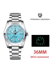 New PAGANI Design 36mm Snowflake Pointer Men Mechanical Wristwatch Luxury Sapphire Glass NH35 Movement Automatic Men's Watch