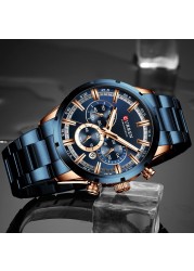 CURREN Men Watch Luxury Brand Sport Quartz Mens Watches Full Steel Waterproof Chronograph Wristwatch Men Relogio Masculino