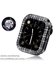 Bling Diamond PC Bumper Cover Frame For Apple Watch Series 7 Applewatch IWatch 41mm 45mm 45mm Screen Protector Accessories