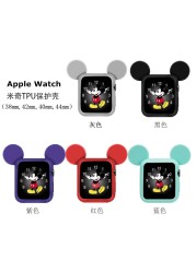 Cartoon Half Pack of Mickey Ears Stereo Bumper Frame Soft TPU Case for Apple Watch 6/SE/5/4/3/2/1 Cover for iwatch 4/5