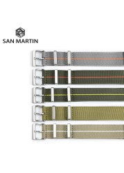 San Martin Watch Strap 20mm 22mm Pilot Military Watch Band Universal Type Sports Troops Parachute Bag Watchband Nylon Strap