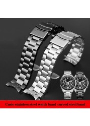 Stainless Steel Watchband Curved Strap Casio EFR-526/303/304/530/556/552 Men's BEM-506/501 Bracelet Wristband 20 22 24mm