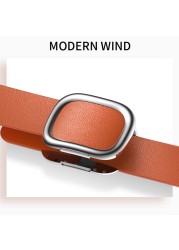 Modern Buckle Strap for Apple Watch Band 45mm 41mmmm 44mm/40m 42mm/38mm Korea Leather Bracelet iwatch Series 5 4 3 6 SE 7 Strap