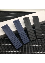 Silicone Rubber Watch Strap, 20mm Strap Tools for Navitimer/Avenger/Breitling Watch, Black Blue