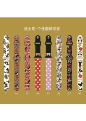 Suitable for apple watch strap cartoon mickey minnie iwatch6 watch with silicone apple watch 7/5/4/3 generate watch sebelt