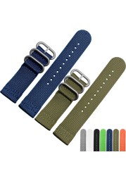 High quality 6 colors NATO watchband 18mm 20mm 22mm 24mm nylon waterproof watch band strap sport stainless steel bracelet buckle