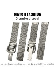 High Quality Stainless Steel Woven Mesh Watchband 20mm 21mm 22mm Fit For IWC Le Petit Prince Mark 18 Portofino Solid Watch Strap